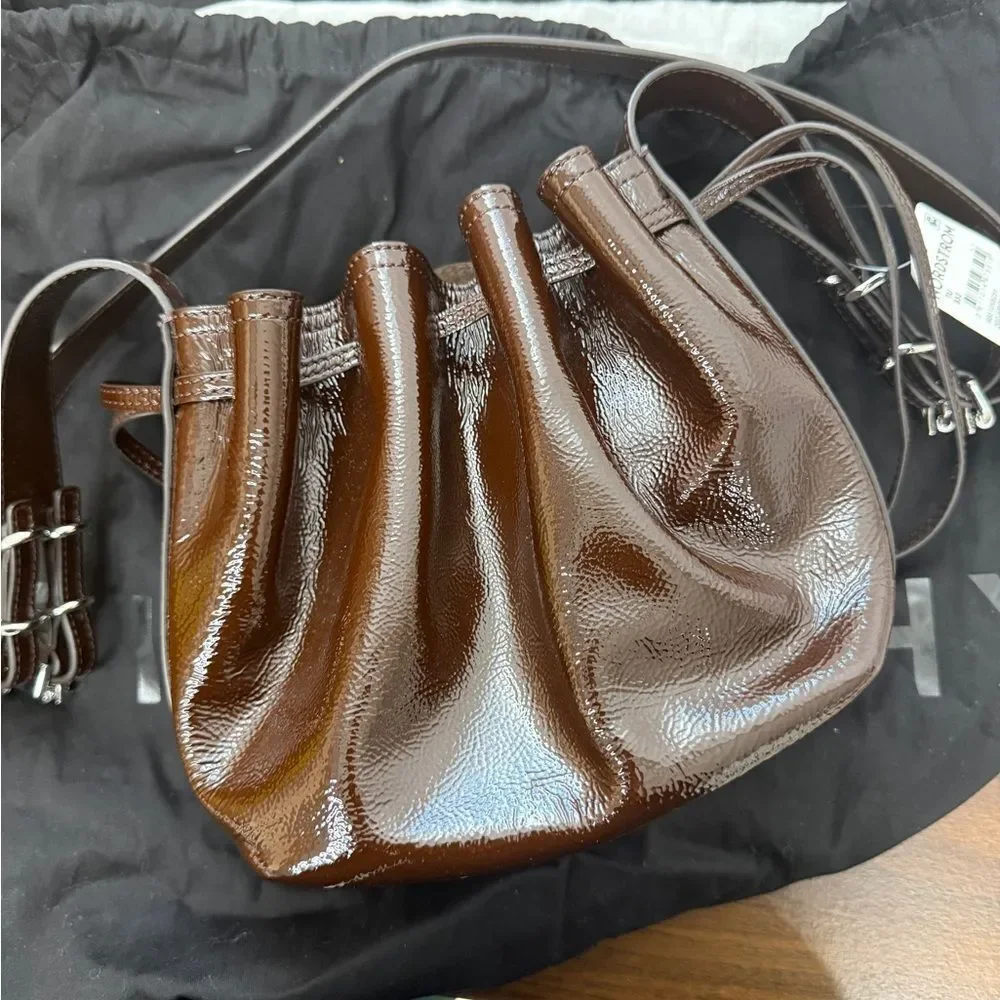 Givenchy Small Pumpkin Drawstring Leather Bucket Bag in Ebony NWT